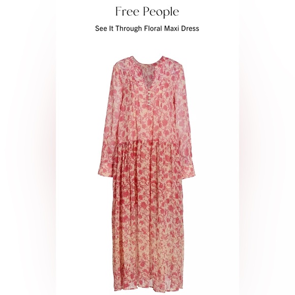 Free People See it Through Maxi Dress…Pink/Rose…NWT - Picture 2 of 4